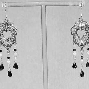 Feminine real Pearls and Garnets w/ filigree focals in Sterling Silver earrings
